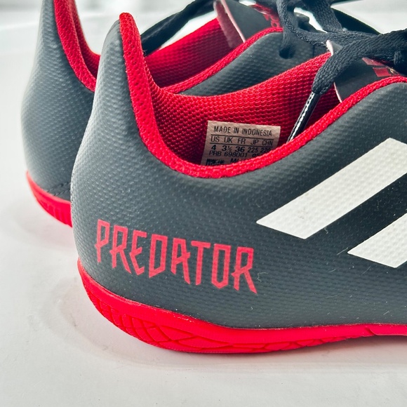 Adidas Boys Predator Indoor Soccer Shoes Size 4 Red White Black Cleats - Picture 5 of 9